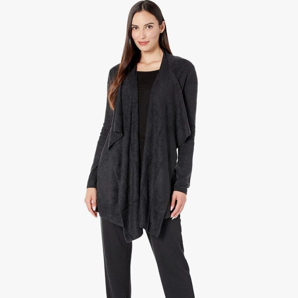 BAREFOOT DREAMS Bamboo Chic Lite Calypso Wrap Cardigan Sweater 436 Black S/M